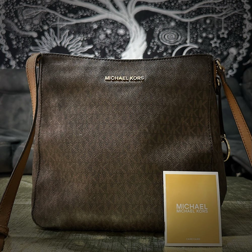 Michael Kors Brown Messenger Bag with Signature MK Monogram - Picture 4 of 14